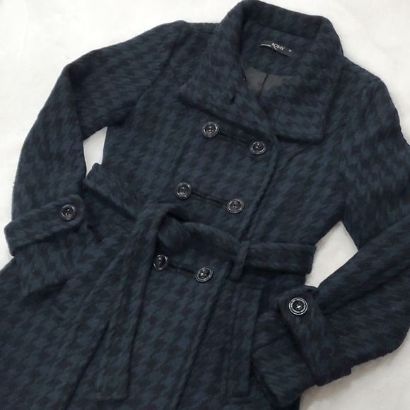 Thick wool pea coat navy and black trench military style - Picture 3 of 9